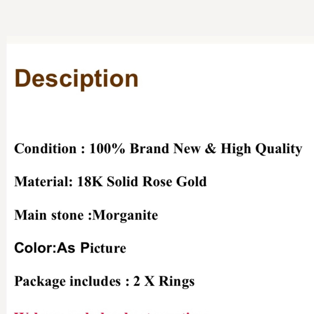 18K Solid Rose Gold Morganite, White Sapphire - Picture 6 of 8